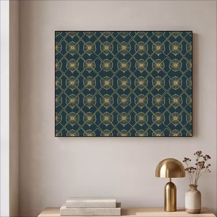 Geometrisch - Elegant - Groen Textielframe zwart klein 947 -sfeer2
