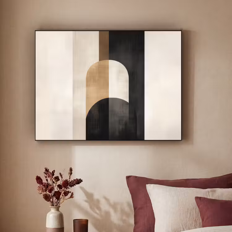 Geometrische - Vormen - Wit Textielframe zwart klein -sfeer1