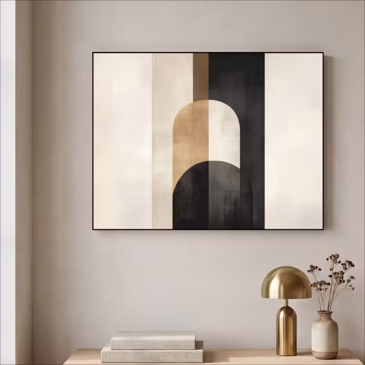 Geometrische - Vormen - Wit Textielframe zwart klein -sfeer2
