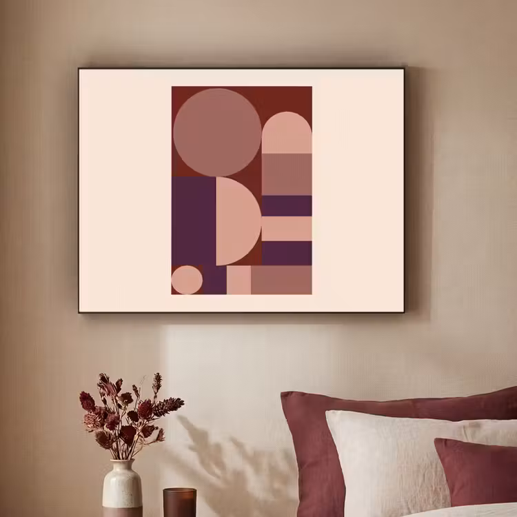 Geometrisch - Cirkels - Rood Textielframe - compleet frame klein -sfeer1