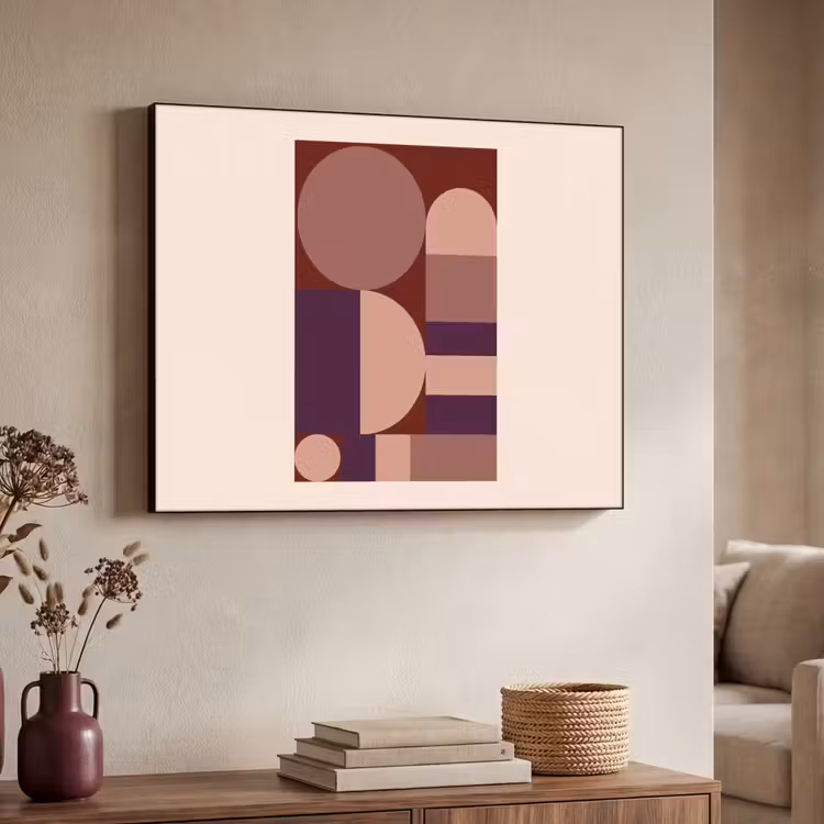 Geometrisch - Cirkels - Rood Textielframe - compleet frame klein -sfeer3