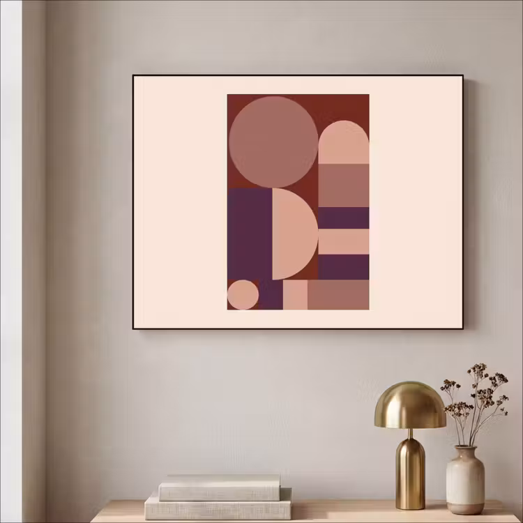 Geometrisch - Cirkels - Rood Textielframe zwart klein -sfeer2