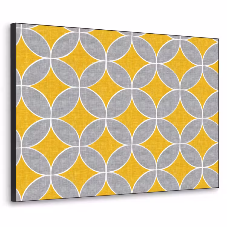 Geometrisch - Cirkels - Textuur - Grijs - Geel Textielframe zwart klein 947 -3d