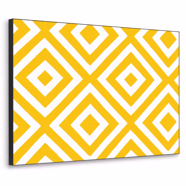 Geometrisch - Lijnen - Modern - Geel - Wit Textielframe zwart klein 947 -3d