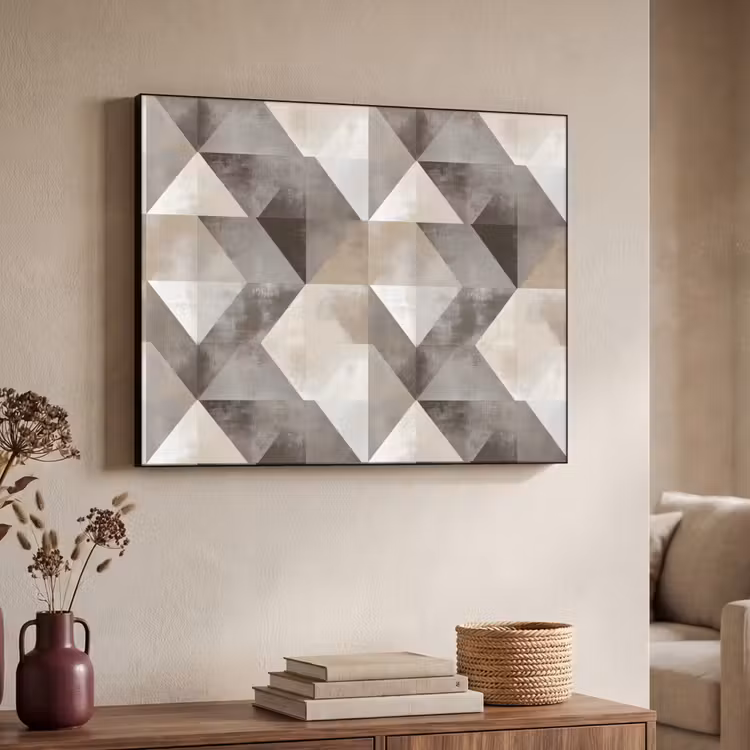 Geometrisch - Motief - Aardetinten Textielframe zwart klein 947 -sfeer3