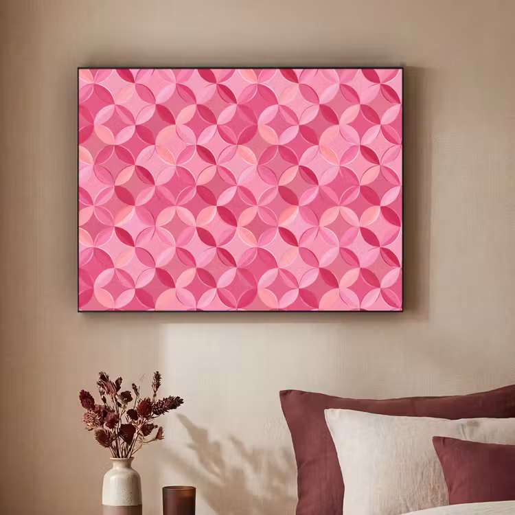Geometrisch - Mozaïek - Modern - Roze Textielframe zwart klein 947 -sfeer1