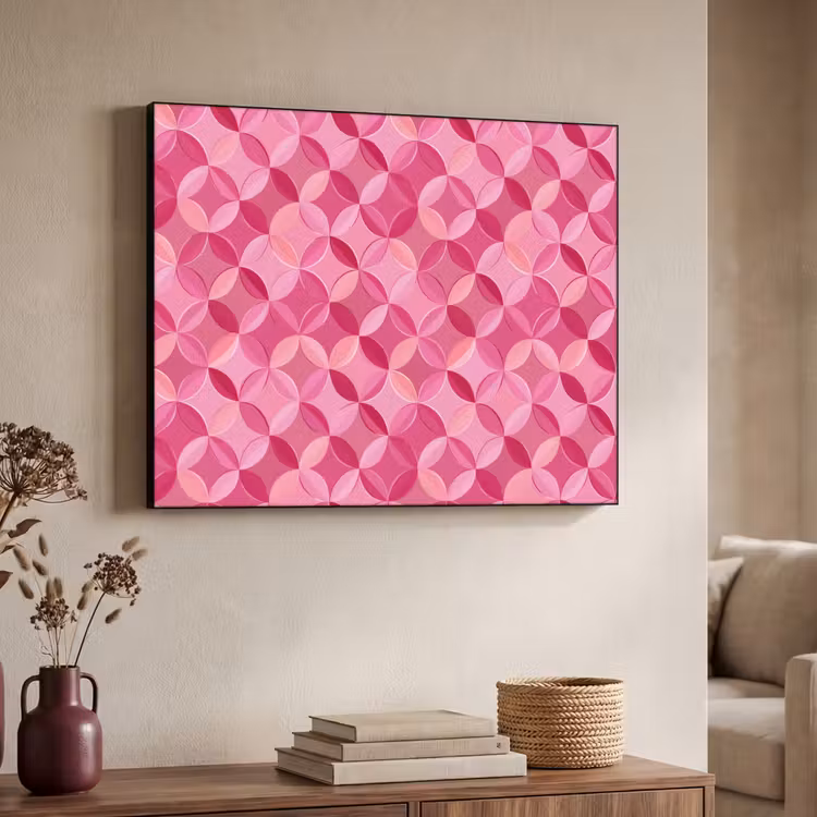 Geometrisch - Mozaïek - Modern - Roze Textielframe zwart klein 947 -sfeer3