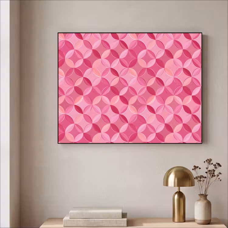Geometrisch - Mozaïek - Modern - Roze Textielframe zwart klein 947 -sfeer2