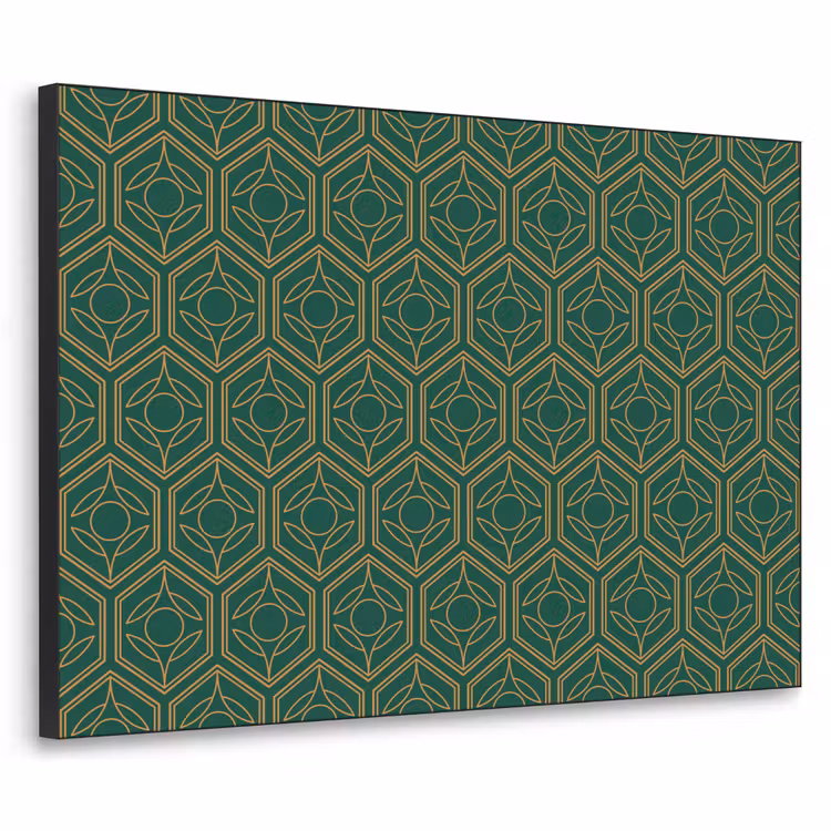 Geometrisch - Patroon - Groen Textielframe zwart klein 947 -3d