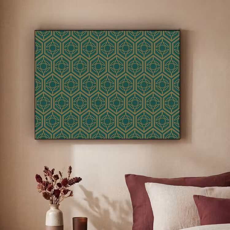 Geometrisch - Patroon - Groen Textielframe - compleet frame klein 947 -sfeer1