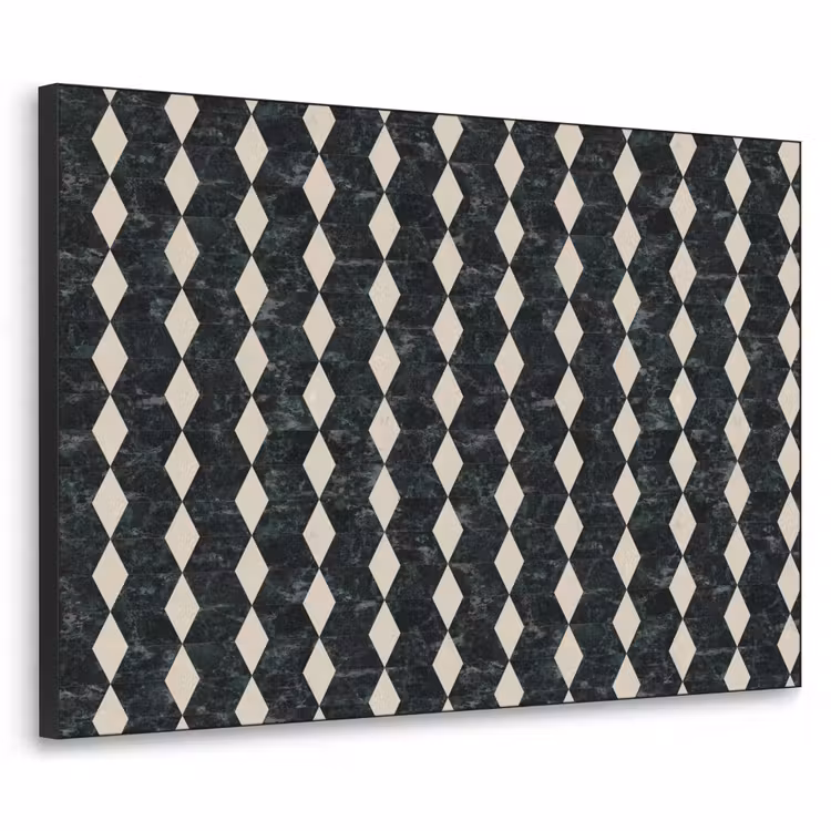 Geometrisch - Patroon - Marmer - Groen Textielframe zwart klein 947 -3d