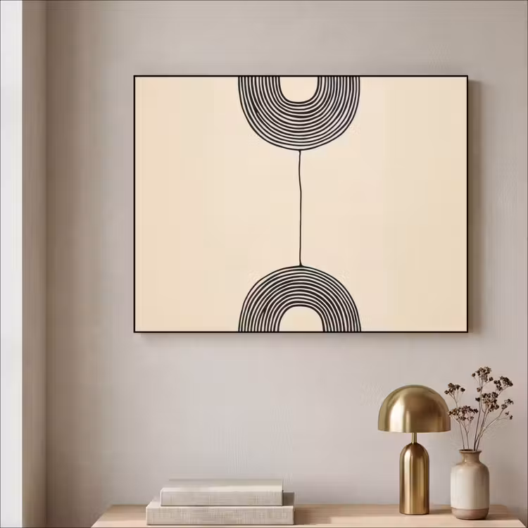 Geometrische bogen - Minimalistisch - Symmetrisch Textielframe - compleet frame klein -sfeer2