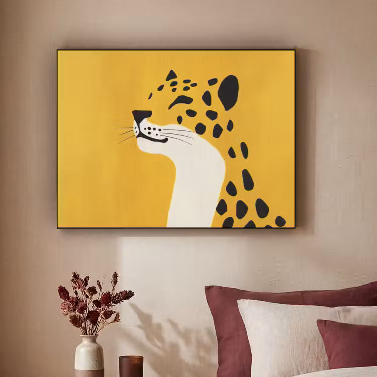Cheetah - Illustratie - Geel Textielframe - compleet frame klein -sfeer1