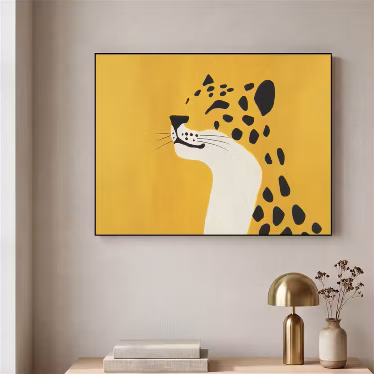 Cheetah - Illustratie - Geel Textielframe zwart klein -sfeer2