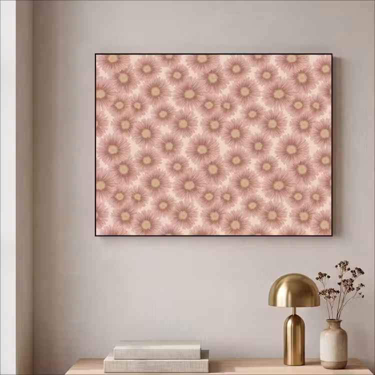 Gerbera - Bloemen - Roze Textielframe zwart klein 947 -sfeer2