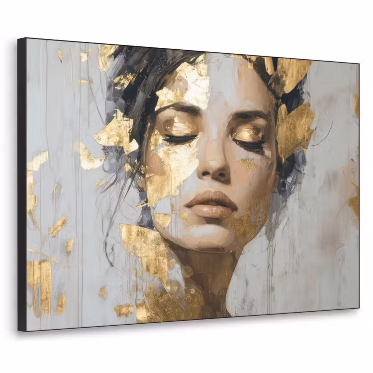 Sierlijk - Vrouw - Goud - Ogen Textielframe - compleet frame klein -3d