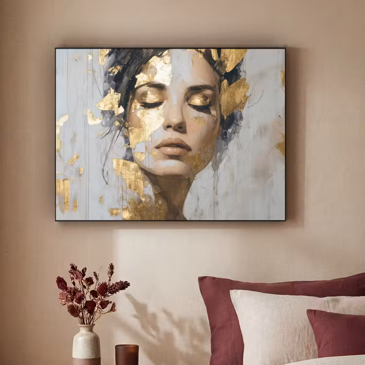 Sierlijk - Vrouw - Goud - Ogen Textielframe zwart klein -sfeer1