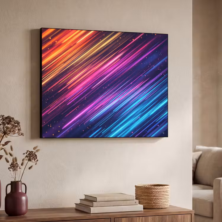 Snelheid - Kosmos - Kleurrijk Textielframe zwart klein -sfeer3