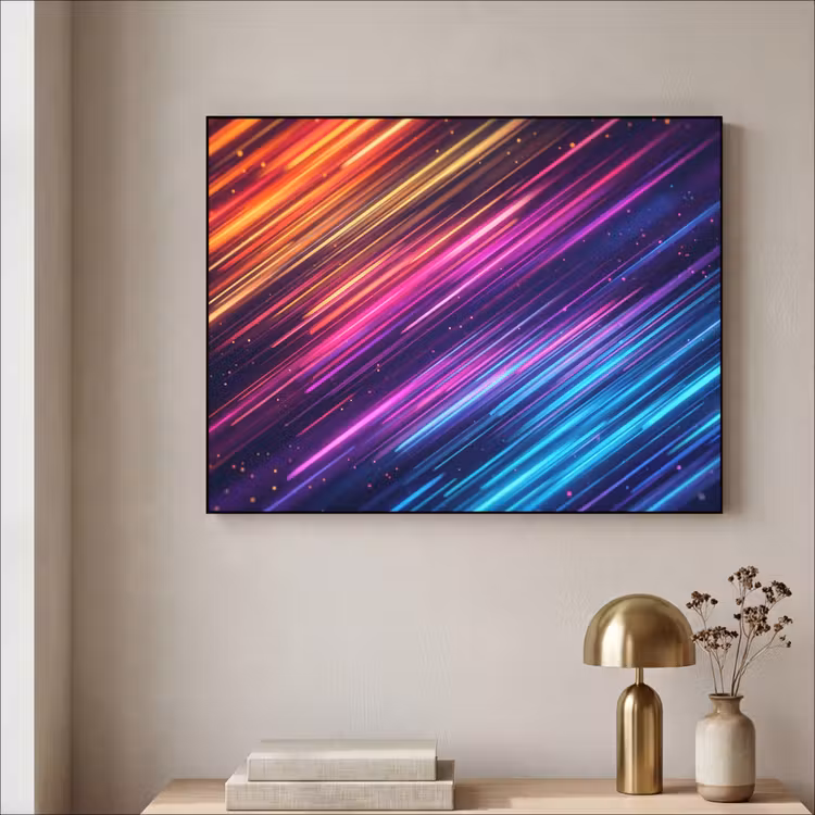 Snelheid - Kosmos - Kleurrijk Textielframe zwart klein -sfeer2