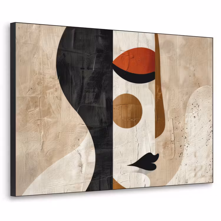 Gezicht - Abstract - Kunst - Vormen Textielframe zwart klein -3d