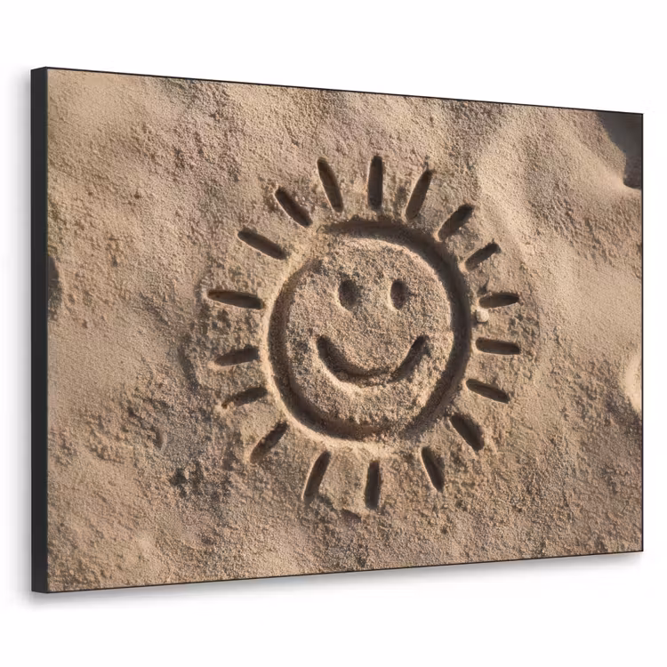 Gezichtje - Zon - Zand - Getekend Textielframe zwart klein -3d