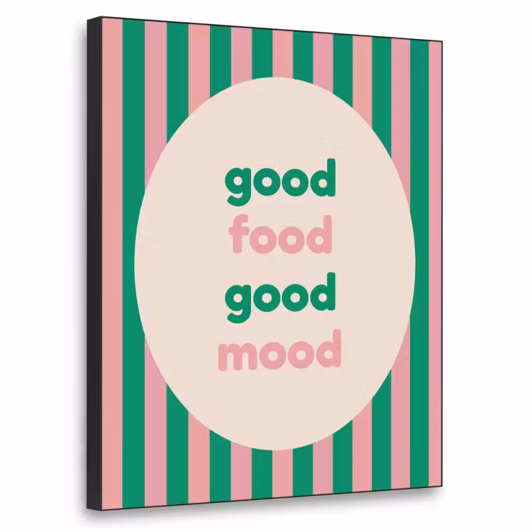 Gestreept - Quote - Ovaal - Roze Textielframe zwart klein -3d