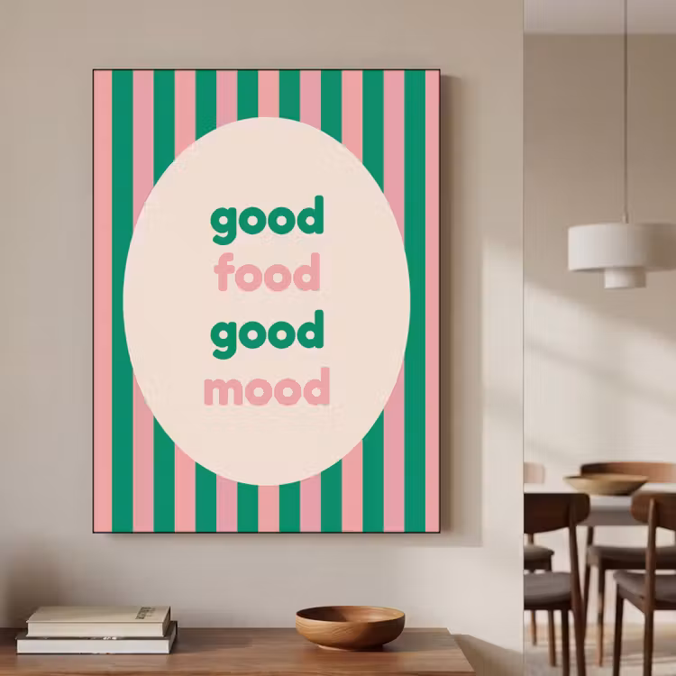 Gestreept - Quote - Ovaal - Roze Textielframe zwart klein -sfeer2