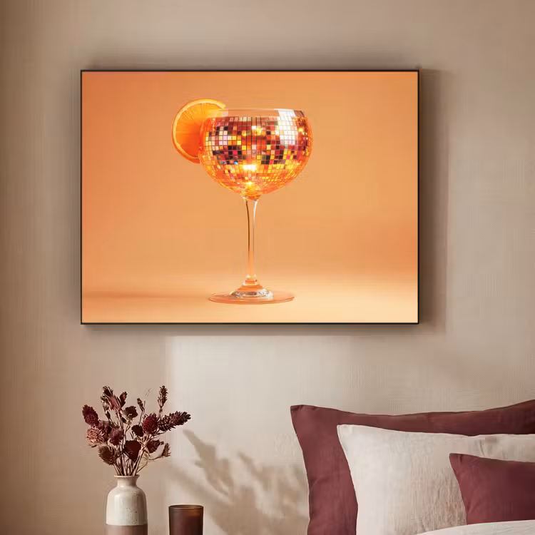 Drank - Oranje - Glitter - Disco Textielframe zwart klein -sfeer1