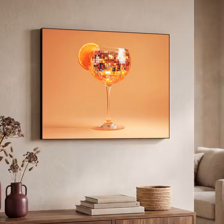Drank - Oranje - Glitter - Disco Textielframe - compleet frame klein -sfeer3