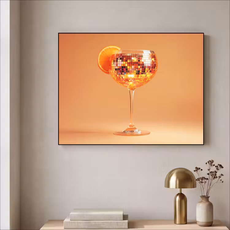 Drank - Oranje - Glitter - Disco Textielframe zwart klein -sfeer2