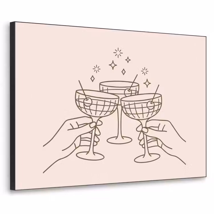 Drankjes - Feest - Proosten - Minimalistisch - Groen Textielframe zwart klein -3d