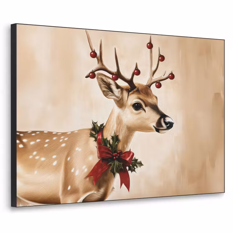 Gewei - Kerst - Rendier - Rood Textielframe - compleet frame klein -3d