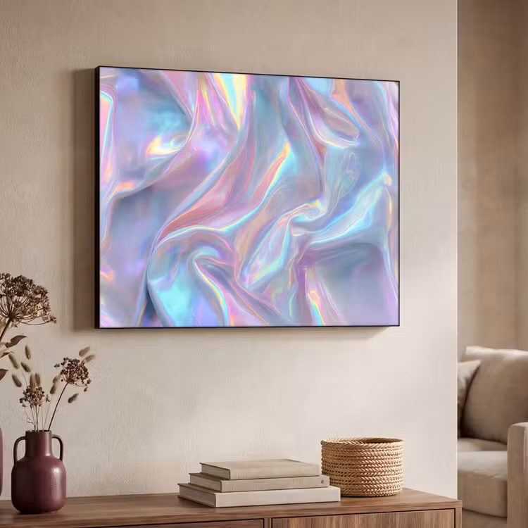 Golvend - Pasteltinten - Glanzend - Stof Textielframe zwart klein -sfeer3
