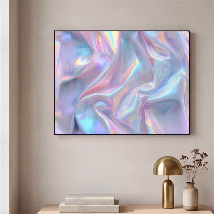 Golvend - Pasteltinten - Glanzend - Stof Textielframe zwart klein -sfeer2