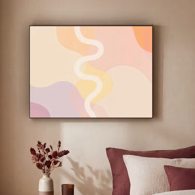 Golvende vormen - Abstract - pastel Textielframe - compleet frame klein -sfeer1