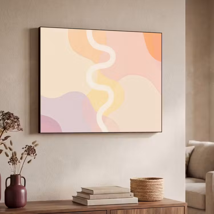 Golvende vormen - Abstract - pastel Textielframe - compleet frame klein -sfeer3