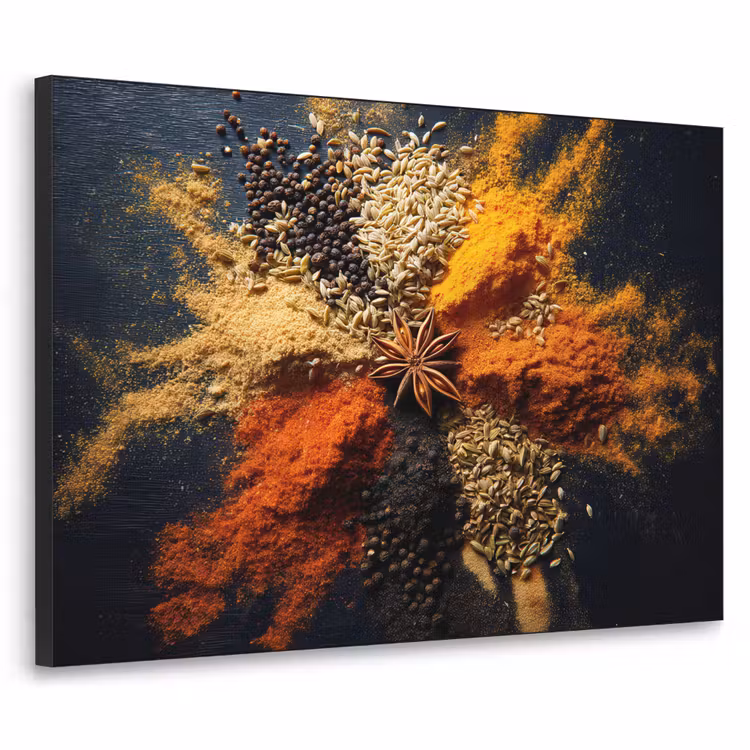 Specerijen - Explosie - Oranje Textielframe - compleet frame klein -3d