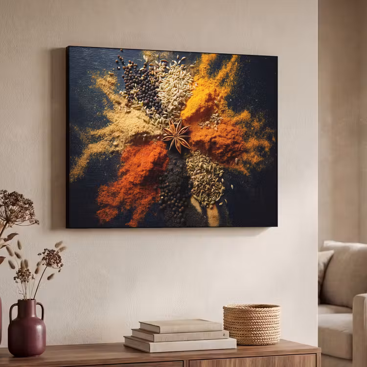 Specerijen - Explosie - Oranje Textielframe - compleet frame klein -sfeer3
