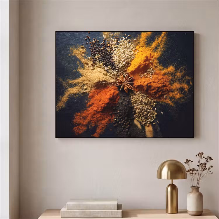 Specerijen - Explosie - Oranje Textielframe zwart klein -sfeer2