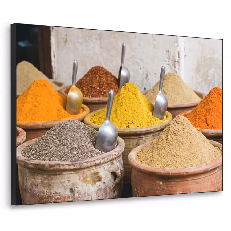 Art Frame - Gewürze – Gläser – Orientalisch - Kruiden - Potten - Oosters Textielframe zwart klein
