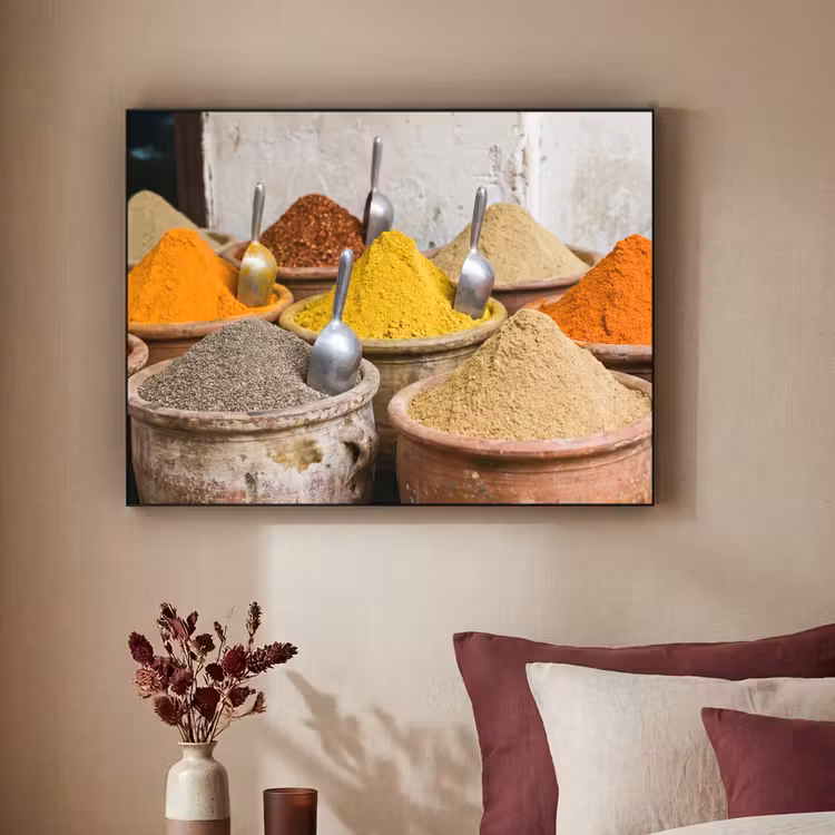 Art Frame - Gewürze – Gläser – Orientalisch - Kruiden - Potten - Oosters Textielframe zwart klein