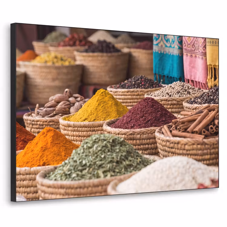 Art Frame - Gewürze – Körbe – Orientalisch - Kruiden - Manden - Oosters Textielframe zwart klein