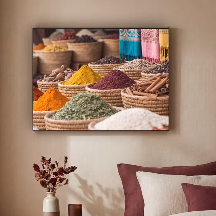 Art Frame - Gewürze – Körbe – Orientalisch - Kruiden - Manden - Oosters Textielframe zwart klein