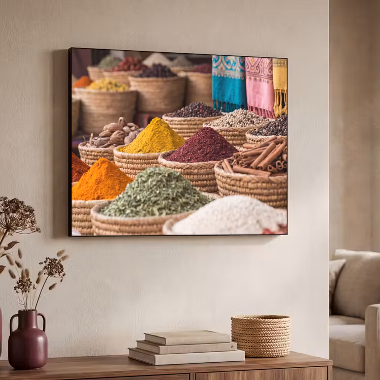 Art Frame - Gewürze – Körbe – Orientalisch - Kruiden - Manden - Oosters Textielframe zwart klein