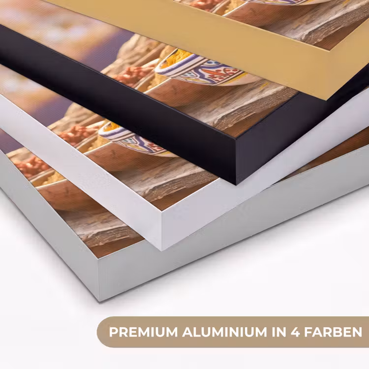Art Frame - Gewürze – Markt – Bunt - Specerijen - Markt - Kleurrijk Textielframe zwart klein
