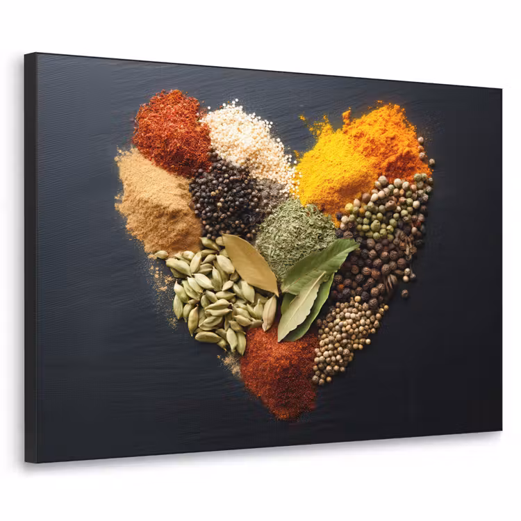 Specerijen - Mix - Hartvorm - Zwart Textielframe zwart klein -3d