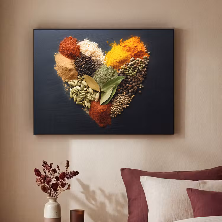 Specerijen - Mix - Hartvorm - Zwart Textielframe zwart klein -sfeer1