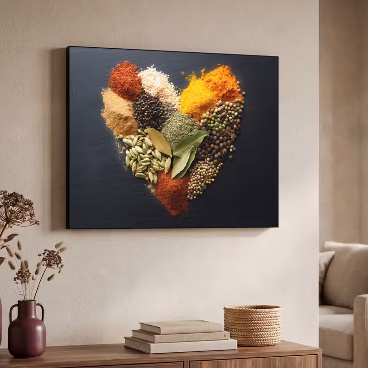 Specerijen - Mix - Hartvorm - Zwart Textielframe zwart klein -sfeer3