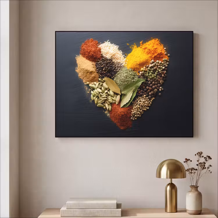 Specerijen - Mix - Hartvorm - Zwart Textielframe zwart klein -sfeer2