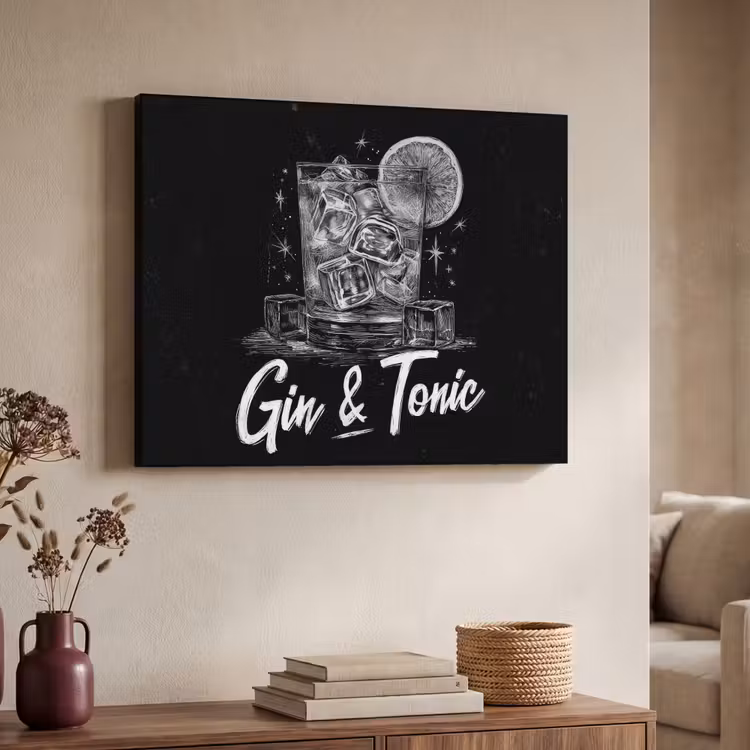 Gin en tonic - Glas - Limoen - Ijsblokjes Textielframe - compleet frame klein -sfeer3
